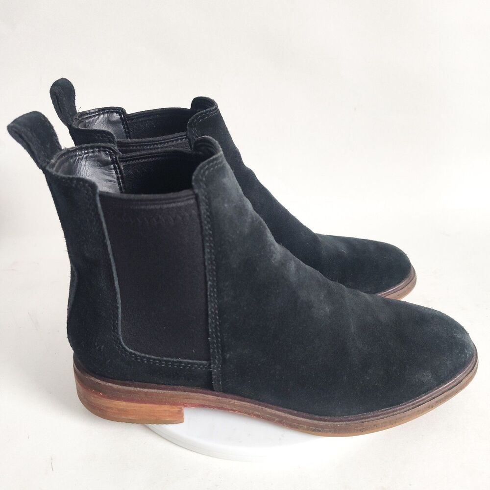 Clarks Chelsea Boots‎ Womens 7 Black Suede Clarkdale Arlo Ankle Booties Pull On